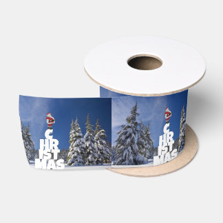 Christmas winter landscape satin ribbon