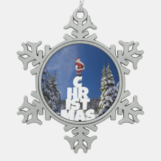 Christmas winter landscape snowflake pewter christmas ornament