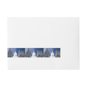 Christmas winter landscape wraparound address label
