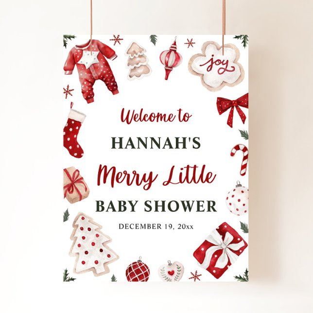 Christmas Winter Merry Little Baby Shower Welcome Poster (Creator Uploaded)