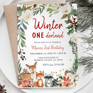 Christmas Winter Onederland Birthday Invitation