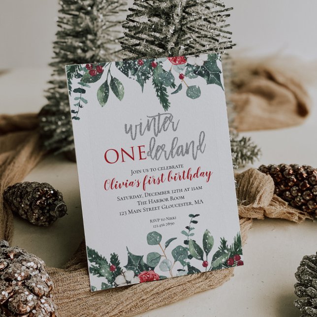 Christmas Winter Onederland First Birthday Invitation (Creator Uploaded)