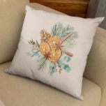 Christmas Winter Orange Pine Spice Bouquet  Cushion<br><div class="desc">This design may be personalised by choosing the Edit Design option. You may also transfer onto other items. Contact me at colorflowcreations@gmail.com or use the chat option at the top of the page if you wish to have this design on another product or need assistance with this design. See more...</div>