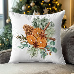 Christmas Winter Orange Pine Spice Bouquet   Cushion<br><div class="desc">This design may be personalised by choosing the Edit Design option. You may also transfer onto other items. Contact me at colorflowcreations@gmail.com or use the chat option at the top of the page if you wish to have this design on another product or need assistance with this design. See more...</div>