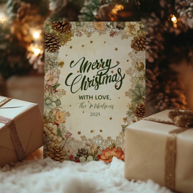 Christmas Winter Pine Elegance Holiday Card (Creator Uploaded)