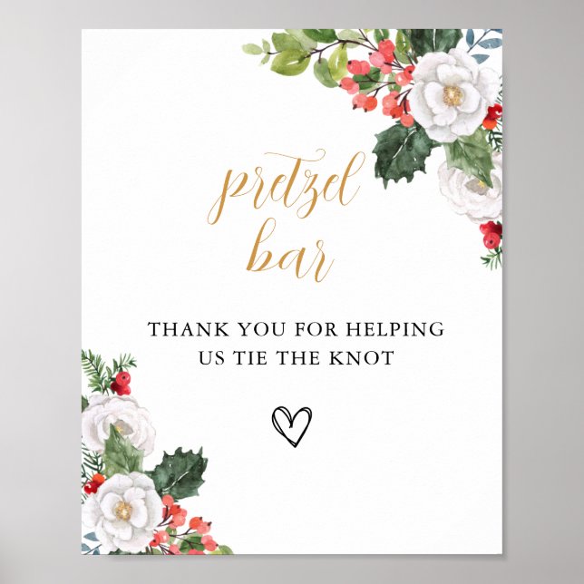 Christmas Winter Pretzel Bar Bridal Shower Sign (Front)