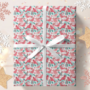 Christmas Winter Red Bird Berries Holiday Wrapping Paper