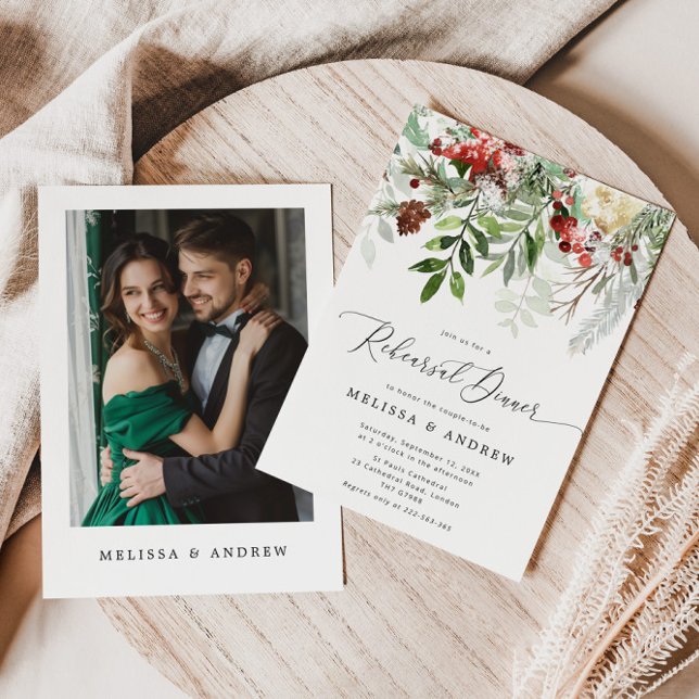 Christmas winter Rehearsal dinner photo Invitation (Creator Uploaded)
