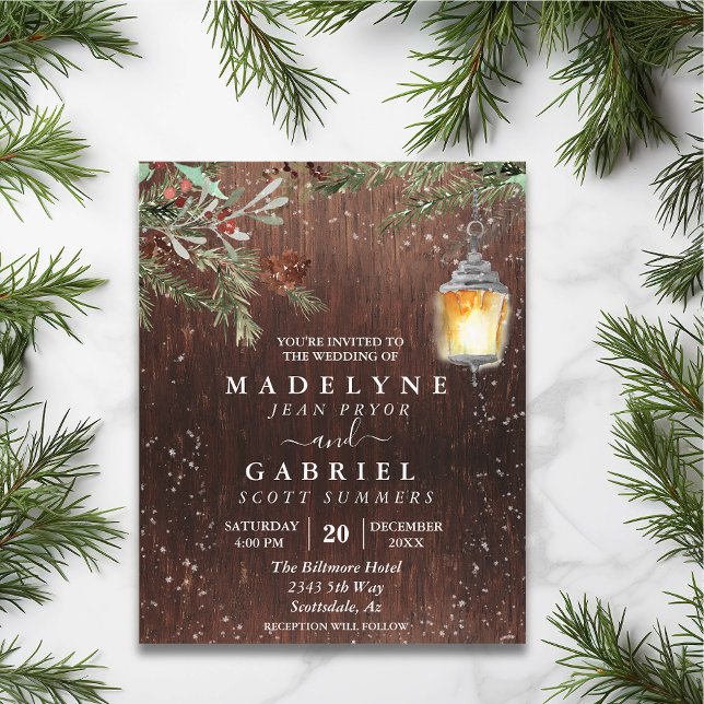 Christmas Winter Rustic Pine Drop Wood Wedding  (Creator Uploaded)