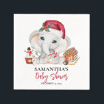 Christmas Winter Santa Baby Elephant Shower  Napkin<br><div class="desc">This design may be personalised in the area provided by changing the photo and/or text. Or it can be customised by clicking Personalise this Template and then choosing the click to customise further option and delete or change the colour of the background, add text, change the text colour or style,...</div>
