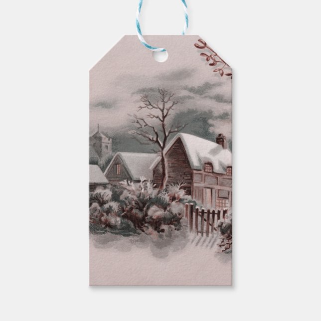 christmas winter scene gift tags (Front)