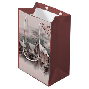 christmas winter scene medium gift bag