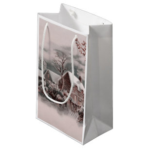 christmas winter scene small gift bag