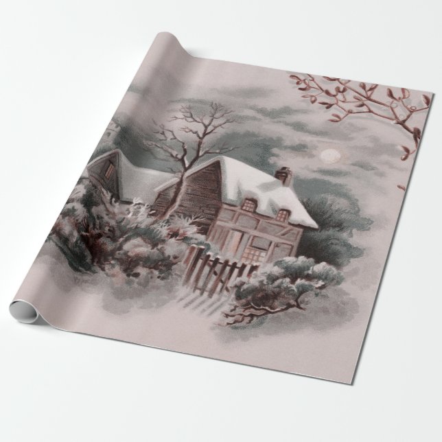 christmas winter scene wrapping paper (Unrolled)