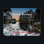 Christmas Winter Scottish Loch Magnet<br><div class="desc">A Scottish Scenic Winter Christmas flexible magnet of a magical Scottish loch in the Rothiemurchus Forest in the Cairngorms National Park, during a beautiful winter sunset. An area of outstanding natural beauty. The card features a loch surrounded by a snow covered pine forest The photography was provided by Reg K...</div>