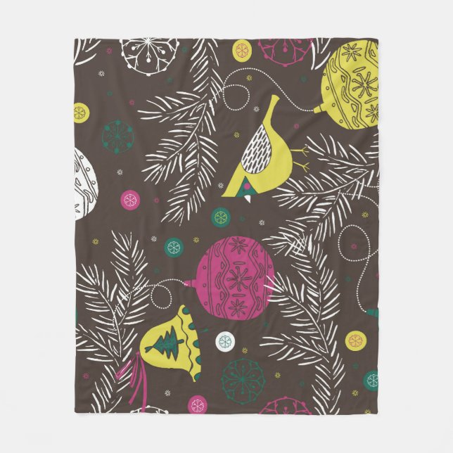 Christmas Winter: Seasonal Pattern. Fleece Blanket (Front)