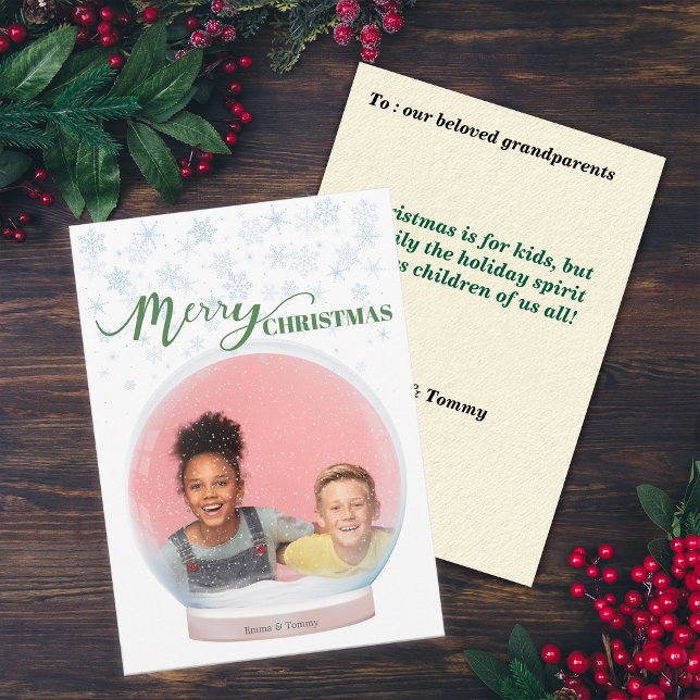 Christmas Winter Snow Globe Custom Photo Holiday C Card (Creator Uploaded)