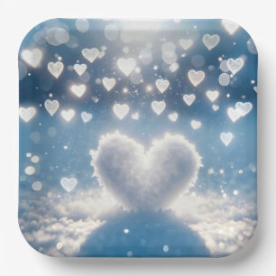 Christmas Winter Snow Hearts Paper Plate
