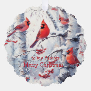 Christmas Winter Snow Trees Cardinal Parents Tree Decoration Card