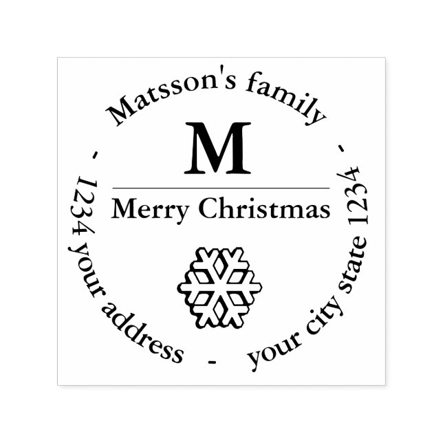 Christmas winter snowflakes monogram self-inking stamp (Design)