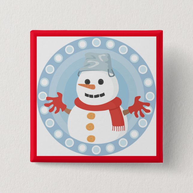 CHRISTMAS WINTER SNOWMAN 15 CM SQUARE BADGE (Front)
