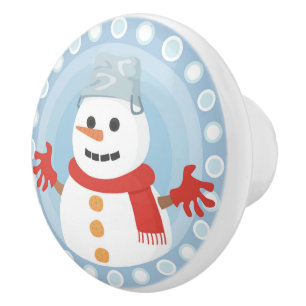 CHRISTMAS WINTER SNOWMAN CERAMIC KNOB