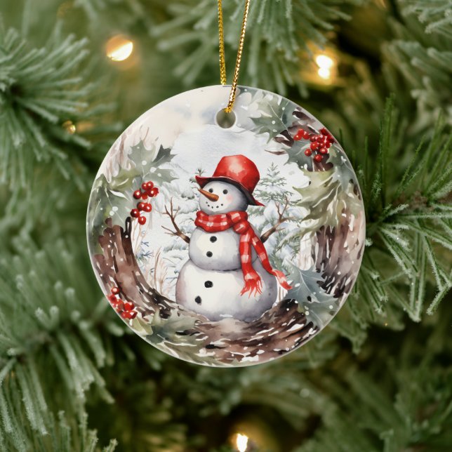 Christmas Winter Snowman Ceramic Tree Decoration (Tree)
