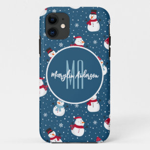 CHRISTMAS WINTER SNOWMAN CUSTOMIZABLE MONOGRAM Case-Mate iPhone CASE