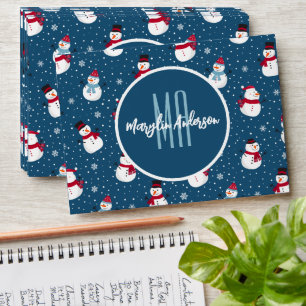 CHRISTMAS WINTER SNOWMAN CUSTOMIZABLE MONOGRAM ENVELOPE