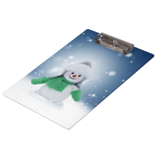 Christmas winter snowman SlipperyJoe green scarf m Clipboard (Angled)