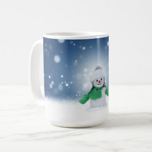 Christmas winter snowman SlipperyJoe green scarf m Coffee Mug