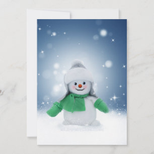 Christmas winter snowman SlipperyJoe green scarf m Holiday Card