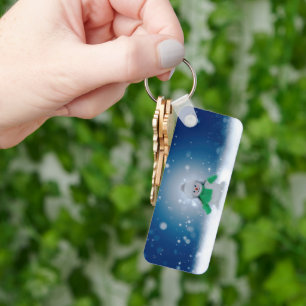 Christmas winter snowman SlipperyJoe green scarf m Key Ring