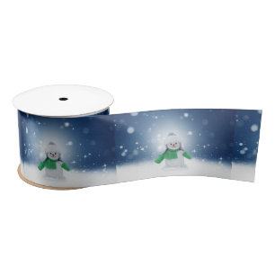 Christmas winter snowman SlipperyJoe green scarf m Satin Ribbon