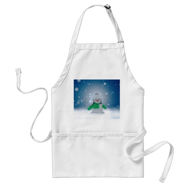 Christmas winter snowman SlipperyJoe green scarf m Standard Apron (Front)
