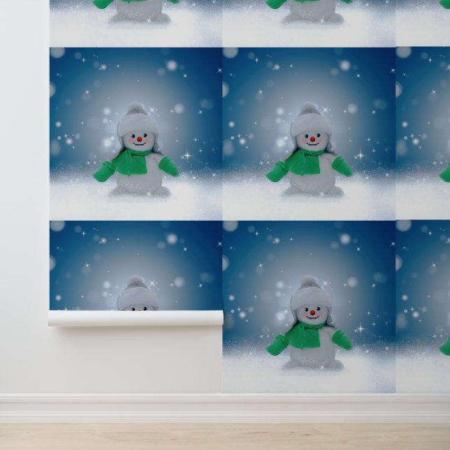 Christmas winter snowman SlipperyJoe green scarf m Wallpaper (Application)