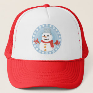 CHRISTMAS WINTER SNOWMAN TRUCKER HAT