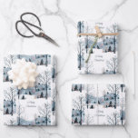 Christmas winter snowy landscape Merry Christmas Wrapping Paper Sheet<br><div class="desc">Christmas winter snowy landscape.  Merry Christmas greeting.</div>