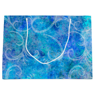 Christmas Winter Storm Victorian Filigree Swirls B Large Gift Bag