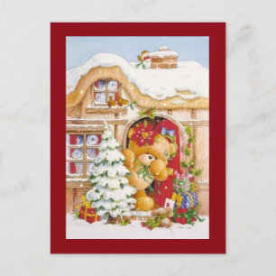 Christmas Winter Teddy Bear Holiday Postcard