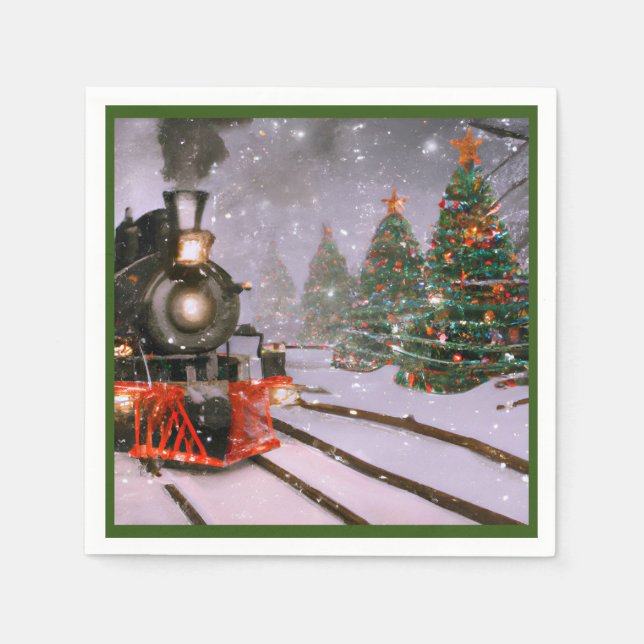 Christmas/Winter train in the snow  Napkin (Front)