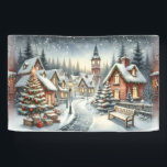 Christmas Winter Village Background Walk to Church Banner<br><div class="desc">Mountain village covered in snow is perfect to use behind your Christmas village of ceramic houses -</div>
