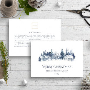Christmas Winter Village Blue Non Photo Business Holiday Card