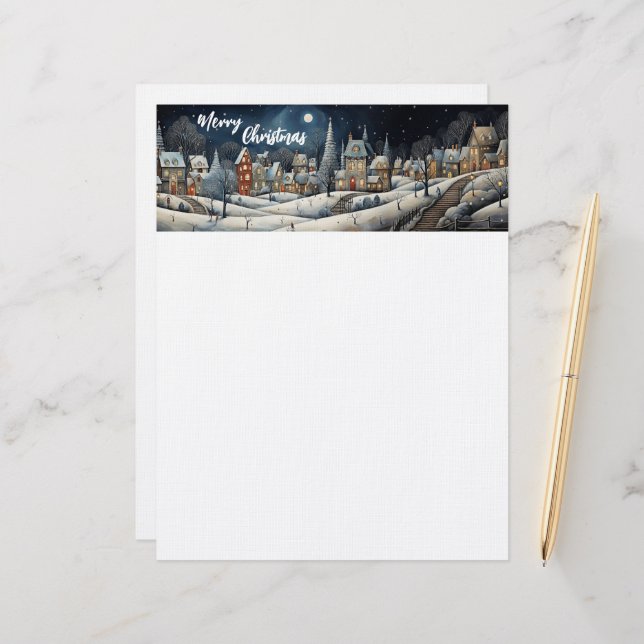 Christmas Winter Village Custom Letterhead (Front/Back In Situ)
