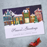 Christmas Winter Village  | Season's Greetings Postcard<br><div class="desc">Your business logo can be added

Available here:
http://www.zazzle.com/store/selectpartysupplies</div>