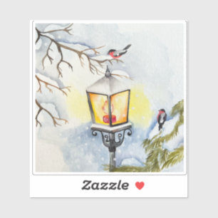 Christmas winter watercolor landscape