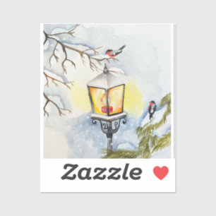 Christmas winter watercolor landscape
