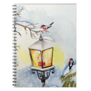 Christmas winter watercolor landscape notebook