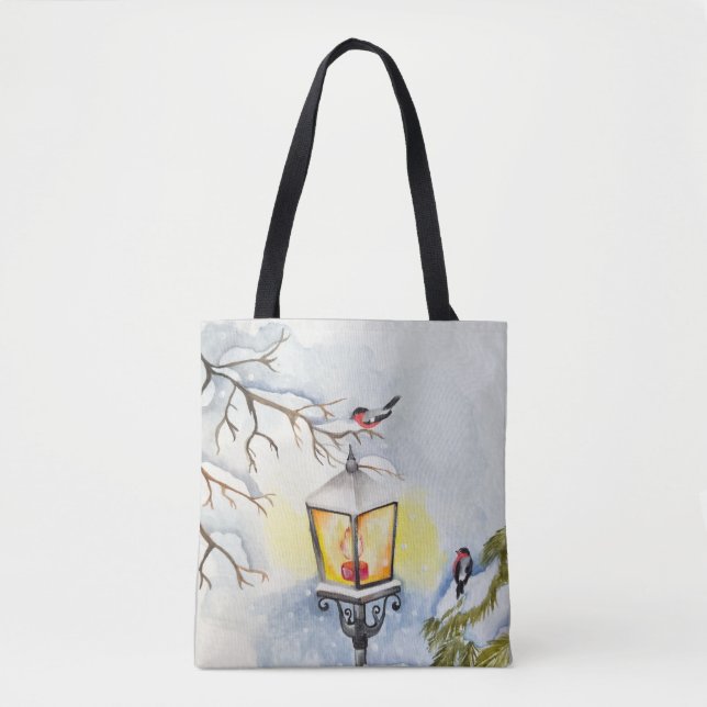 Christmas winter watercolor landscape tote bag (Front)