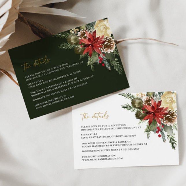 Christmas Winter Wedding Details Enclosure Card (Details Card 2 Colors)